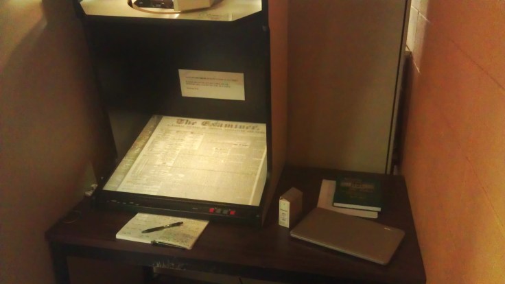 The microfilm reader where I spent an exorbitant amount of time. We became fast friends.